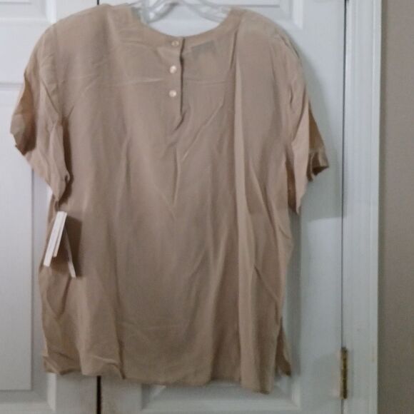 Rena Rowan for Saville vintage   tan short sleeve silk blouse Sz 16 NWT - Picture 6 of 9